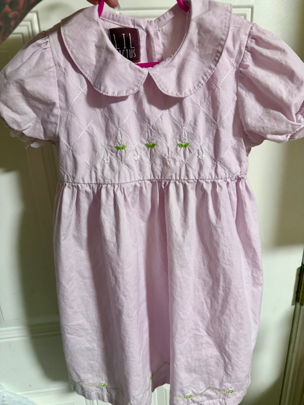 Lil  cactus Pink Smocked Peter Pan Dress for Girls